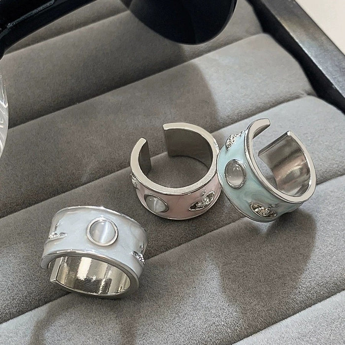 Wholesale Cat' s eye gemstone Saturn element wide rings