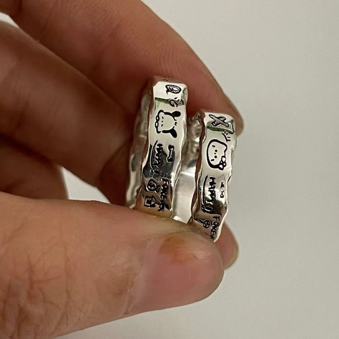 Wholesale Wavy Edge Ring for Women Versatile Exquisite Dog Couple Ring