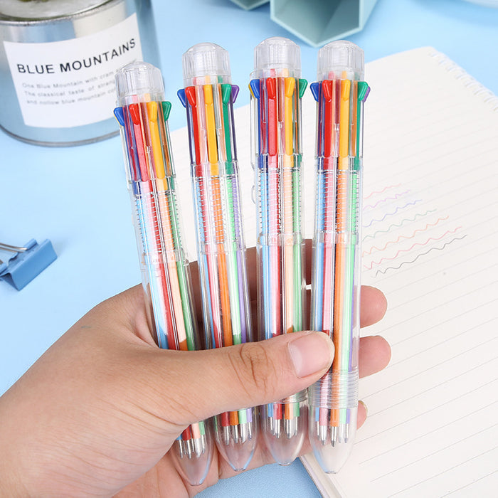 Wholesale Transparent colored eight-color ballpoint pen
