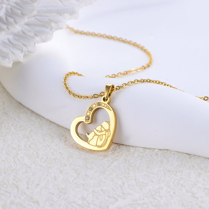 Wholesale Stainless Steel Gold-Plated Heart Necklace