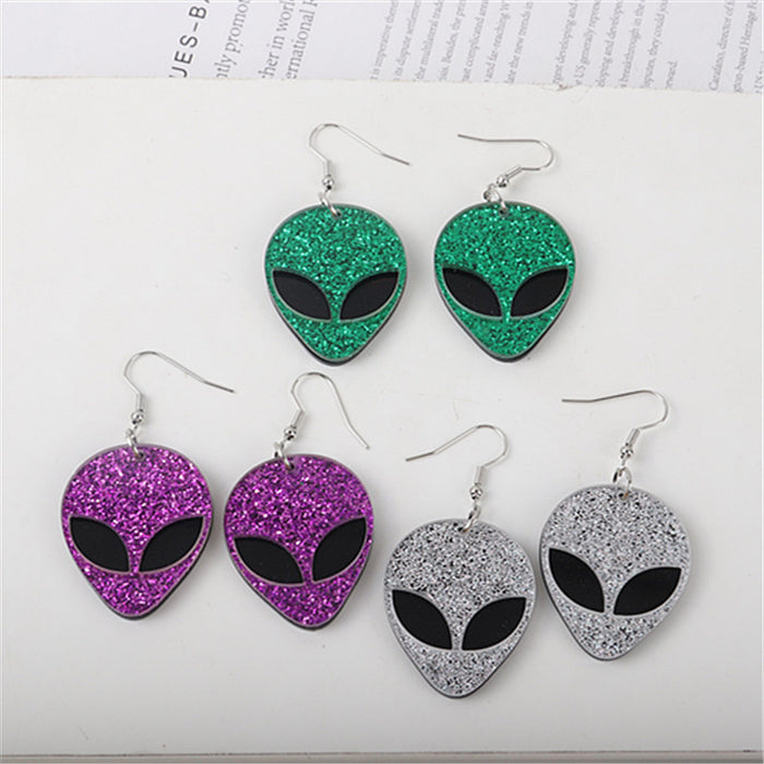 Wholesale Acrylic Alien Glitter Mask Earrings JDC-ES-ChouD016