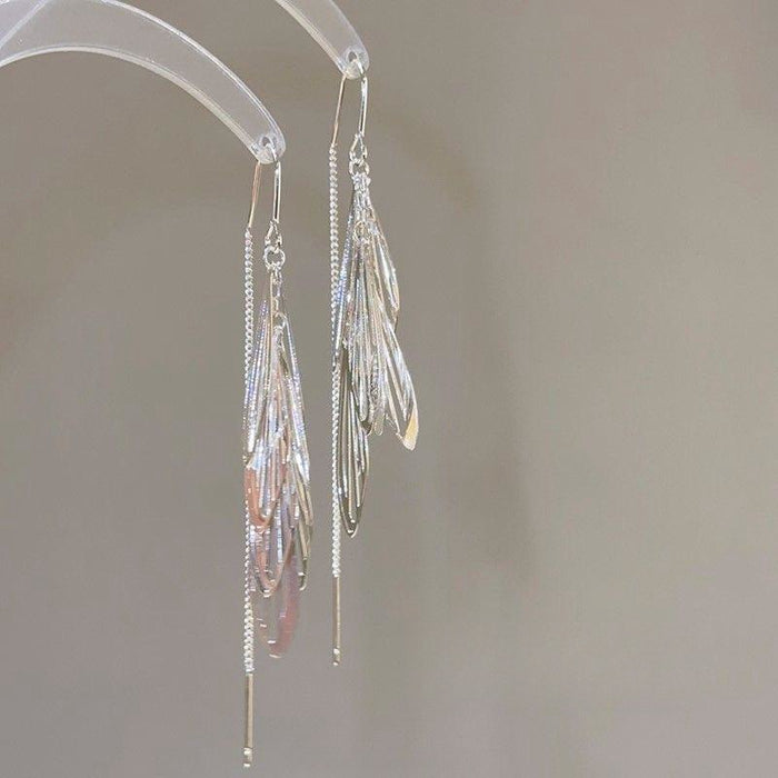 Wholesale Sparkling Immortal Style Super Flash Wing Tassel Ear-free Ear Clip  Earrings