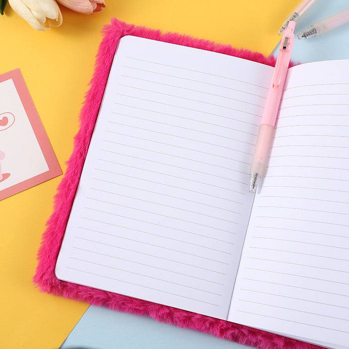 Wholesale Diamond heart plush notebook student note plush notepad stationery gift souvenir