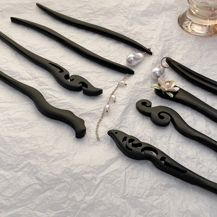 Wholesale Black Wooden Hairpin Back Head Hair Simple Retro Hairpin Headwear