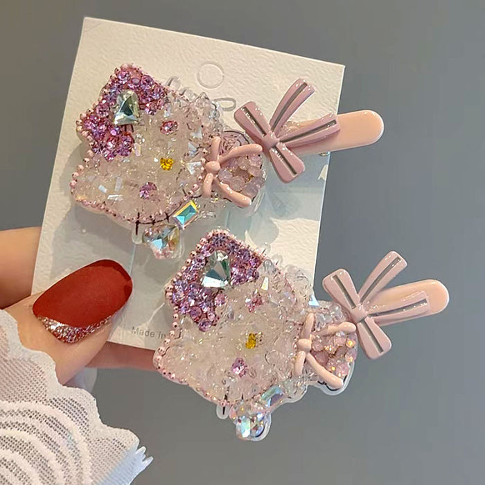 Wholesale Pink Crystal Hair Clips Cute  for Women