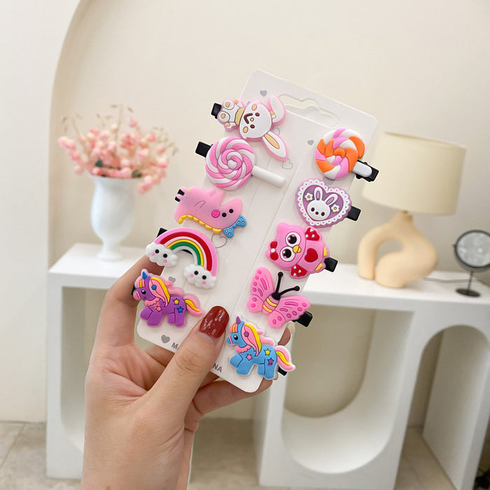 Wholesale 10 pcs soft rubber fruit-themed cute cartoon kids' hair clips