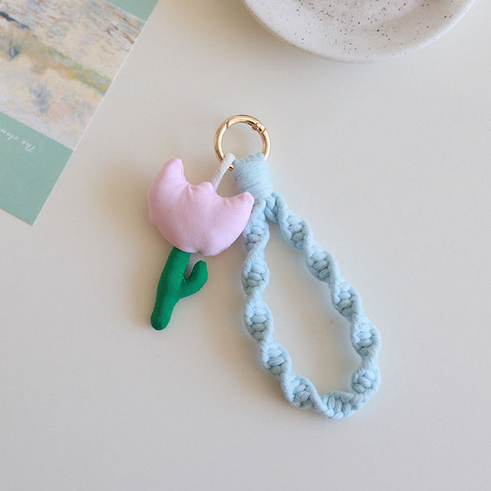 Wholesale Cute Tulips Cotton Rope Keychains