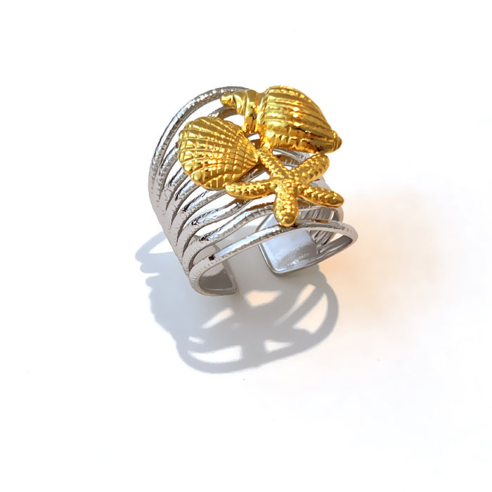 Wholesale stainless steel wide color-blocking Adjustable rings