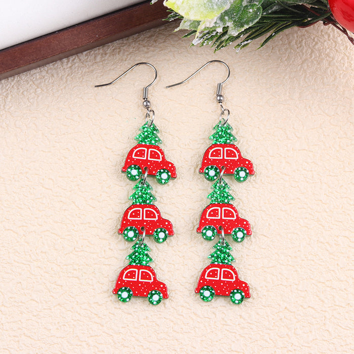 Wholesale Cross-border new Christmas earrings multi-color snowman Christmas tree acrylic earrings fashion earrings ear jewelry for women