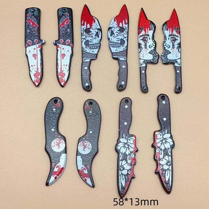 Wholesale 10pcs  Acrylic Scissors and Axe Novelty Props Double-sided Printed Pendant DIY Earrings and Bracelets