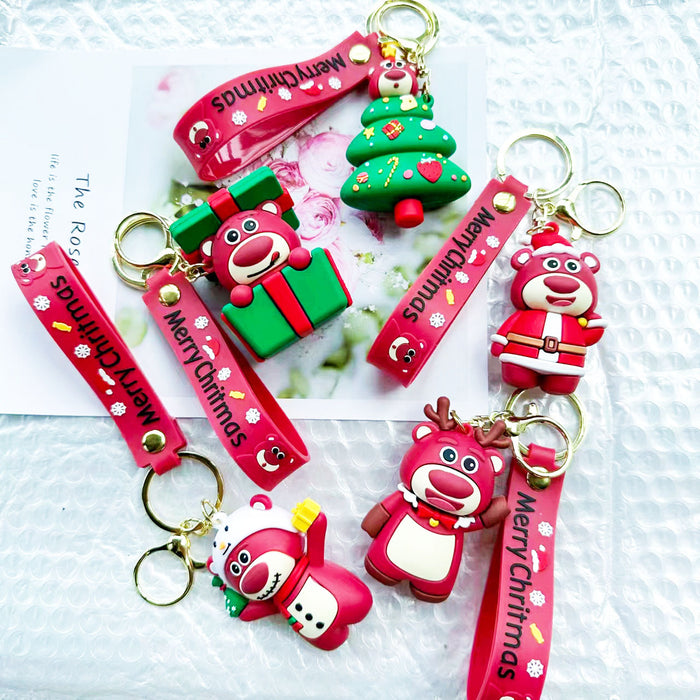 Wholesale Christmas Cartoon Doll Silicone Keychain JDC-KC-HongSheng015