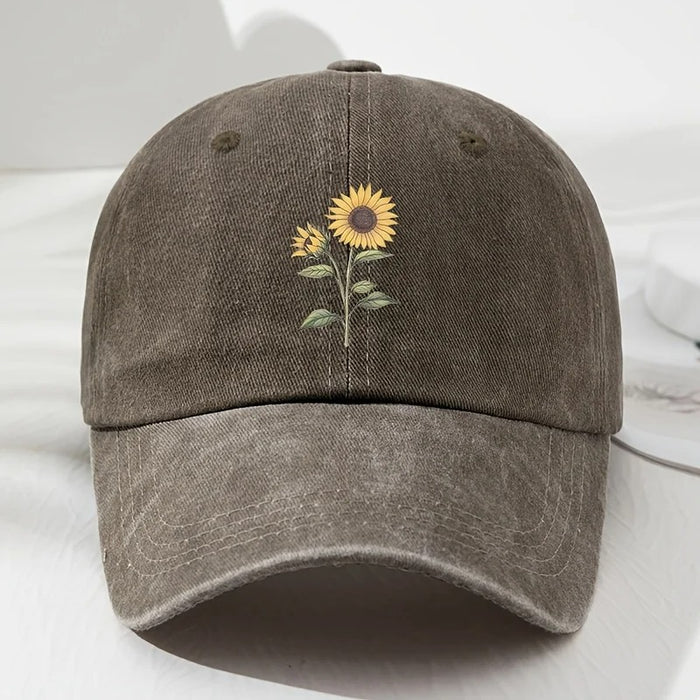 Wholesale Trendy Sunflower Pattern Baseball Cap Adjustable Washed Multi Color Summer Hat