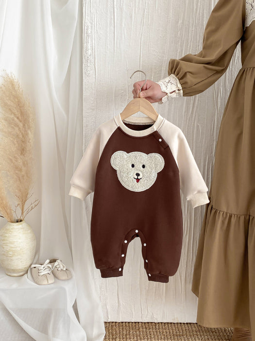 Wholesale Plush Bodysuit Cute Colorblock Warm Climbing Clothes Baby Clothes JDC-BC-WeiNiS028