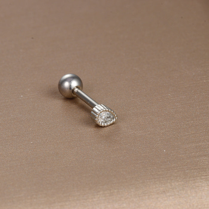 Wholesale Jewelry Stainless Steel Ear Nail Zircon Ball Screw Women