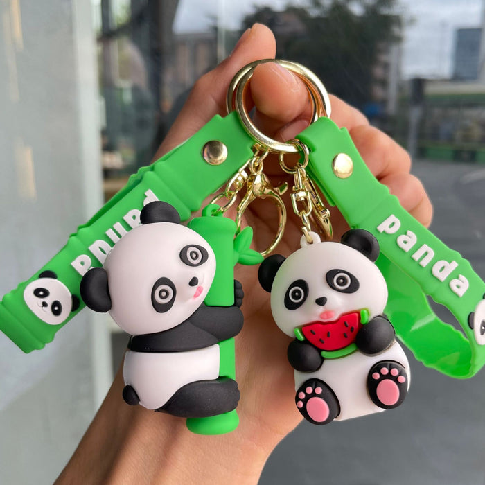 Wholesale Cartoon Bamboo Panda Keychain Bag Pendant Car Keychain Cute Doll Couple Small Gift Wholesale