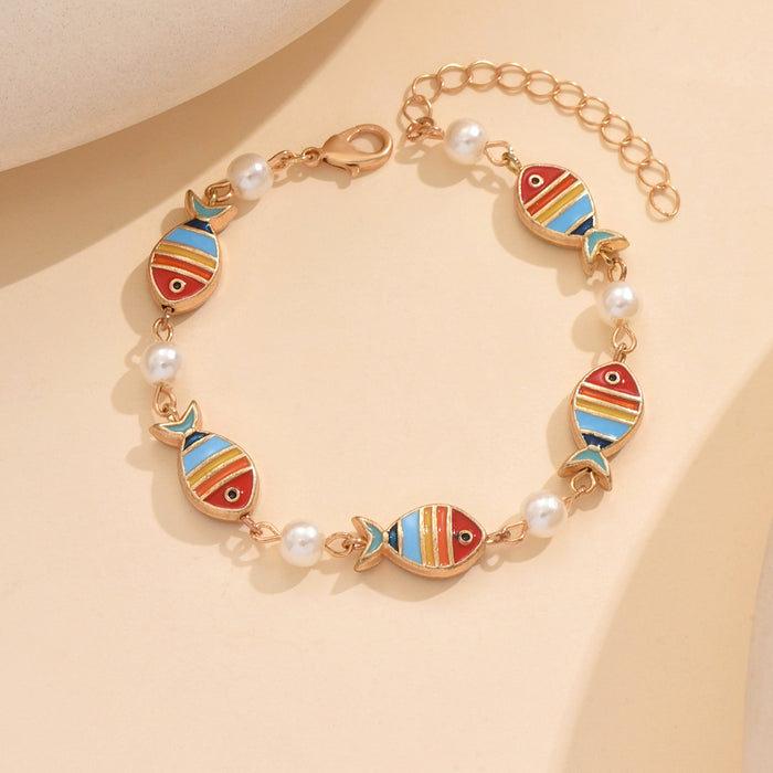 Wholesale  Vacation Ocean Style Cartoon Small Fish Imitation Pearl Bracelet