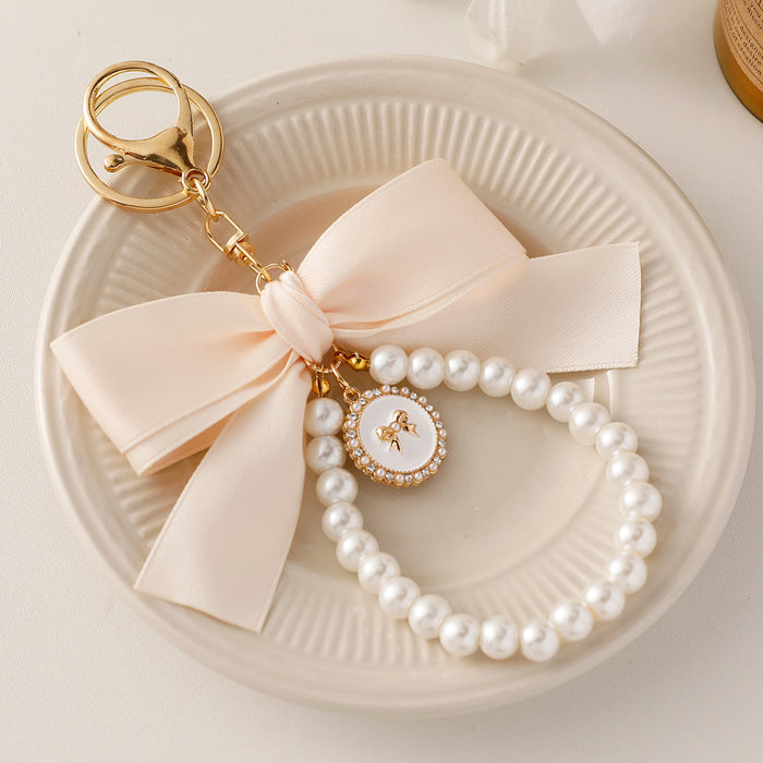 Wholesale Big Bow Tie Pearl Keychain JDC-KC-CH117