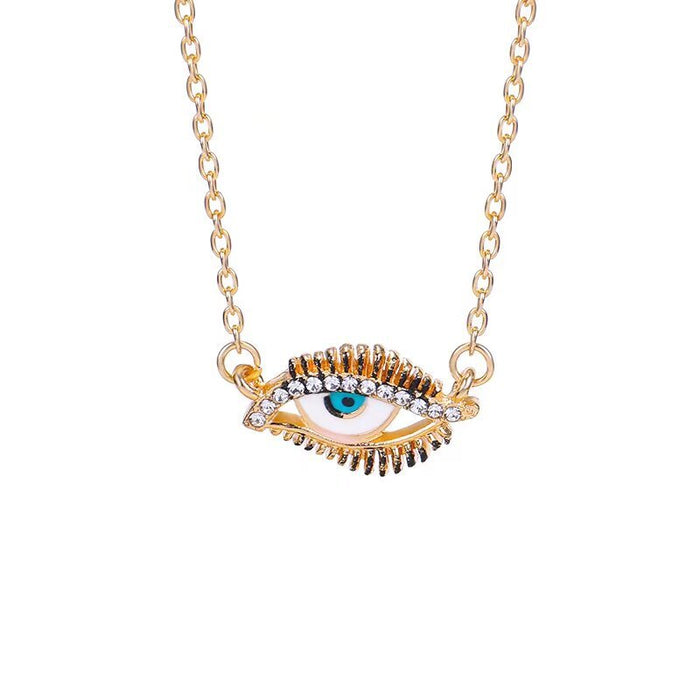 Wholesale New pendant, fashionable and simple, dripping oil Devil's Eye necklace, personalized alloy earrings, collarbone chain