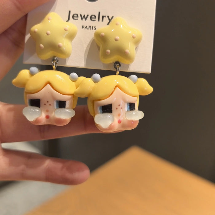 Wholesale Cartoon Crying Bag Creative Baby 925 Silver Needle Funny Fashion Earrings