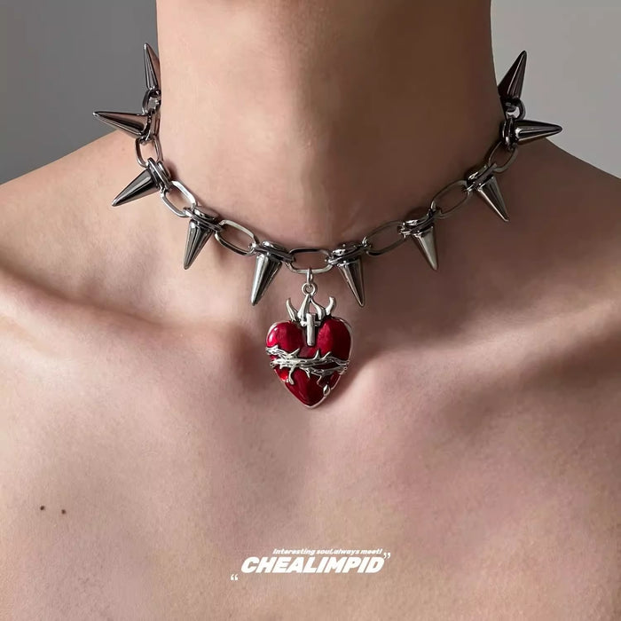 Wholesale Imprisoned Love Rivet Punk Necklace Hip Hop Street Men's and Women's Clavicle Chain