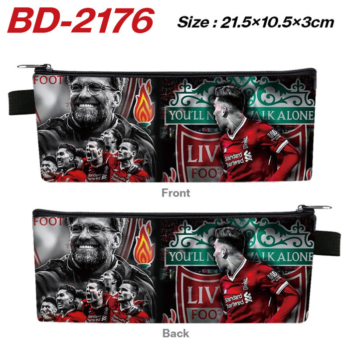 Wholesale Stylish PU Leather Zipper Pencil Pouch Cartoon Sports Team Stationery Organizer For Students Gift
