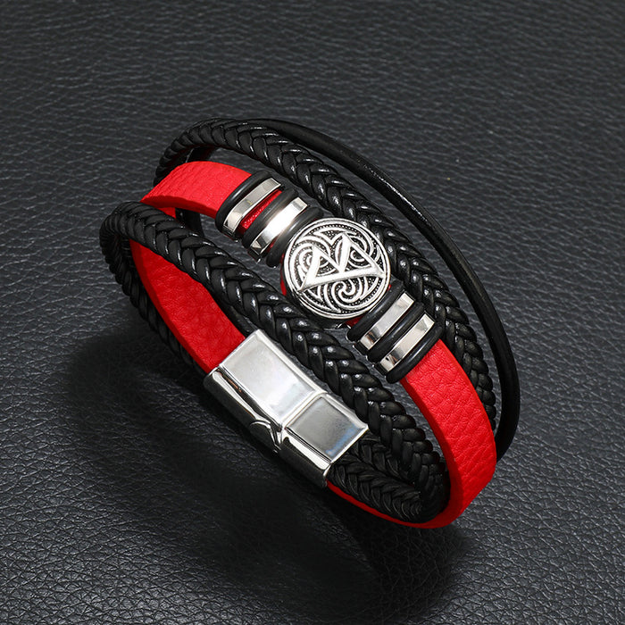 Wholesale Men's Hand Jewelry Versatile Multi-layer Braided Leather Bracelet Textual Compass Leather Wristband