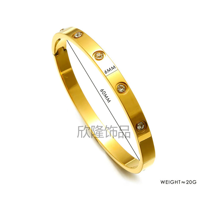 Wholesale Ten Diamond Titanium Steel Bracelet Rose Gold Titanium Steel Hand Ring Hand Jewelry