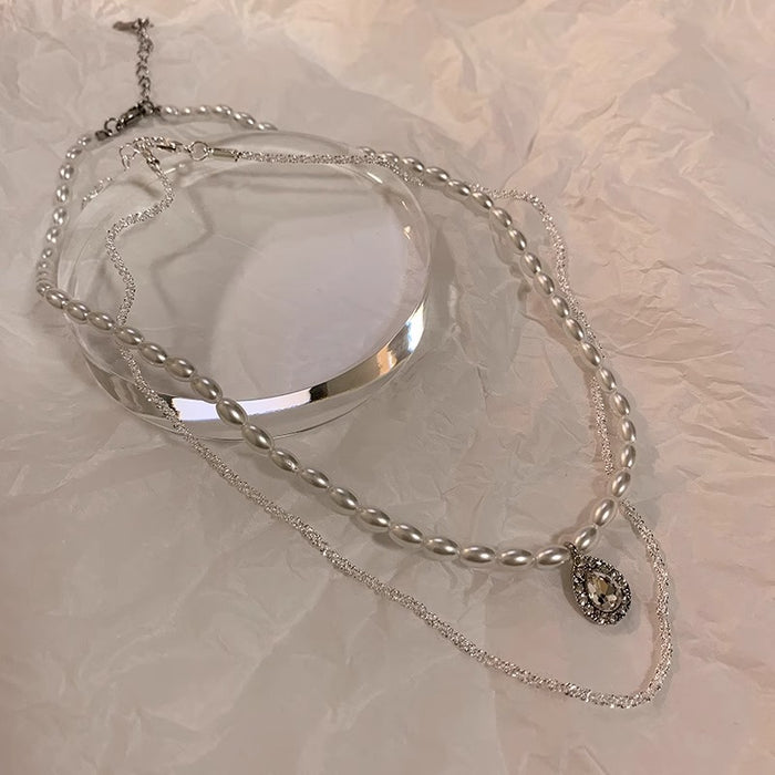 Wholesale Pearl necklace for women, light luxury, niche, high-end, minimalist necklace, millet grain collarbone chain accessory