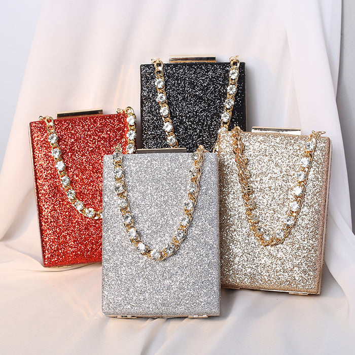 Wholesale Banquet Bag with Rhinestone Chain Hand-held Crossbody Women's Small Bag Socialite Banquet Handbag JDC-HB-MM008