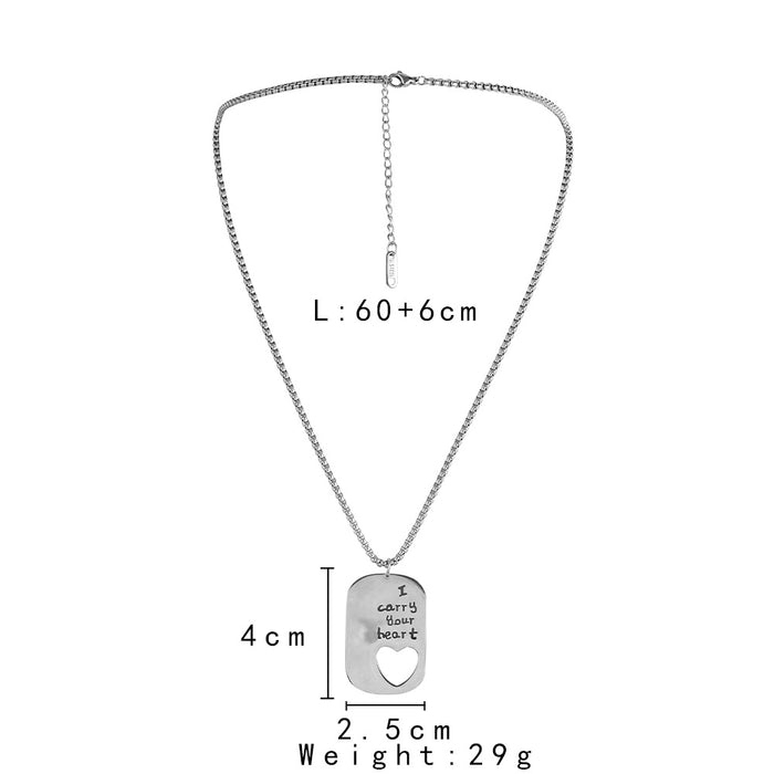 Wholesale Fashionable and versatile new niche titanium steel square brand heart-shaped necklace collarbone chain