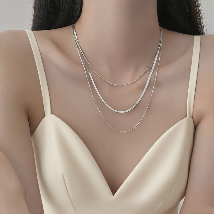 Wholesale 2pcs Simple and stylish  snake chain cross- hop jewelry chain set stainless steel chain necklace
