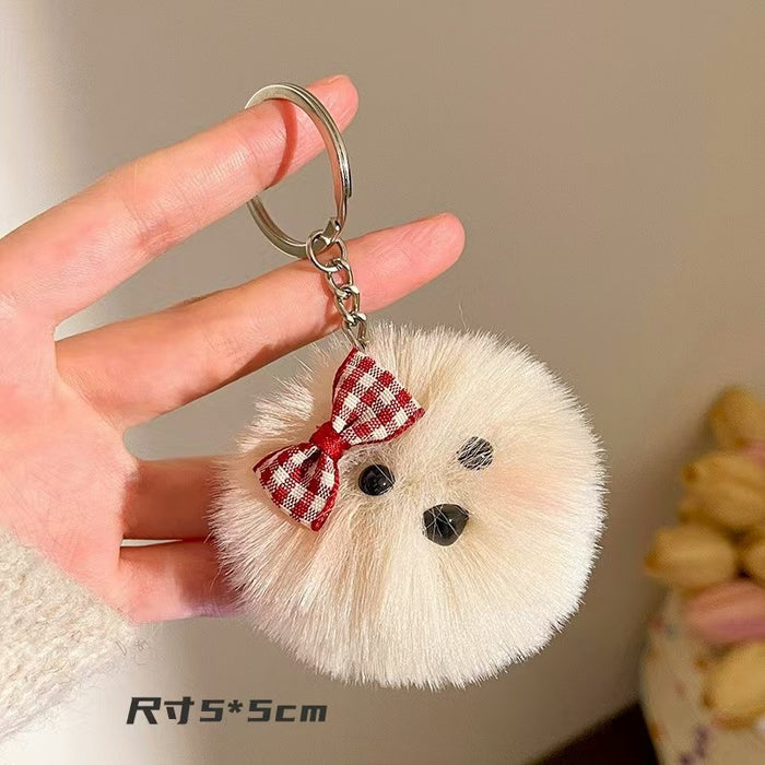 Wholesale Blush Little White Dog Plush Pendant Keychain
