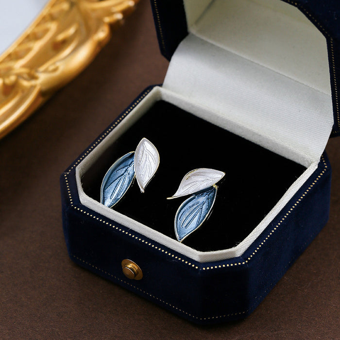 Wholesale S925 Silver Needle Simple Leaf Earrings Women's