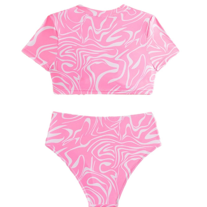 Wholesale Half sleeved girls' swimsuit, two-piece bikini split swimsuit for adults