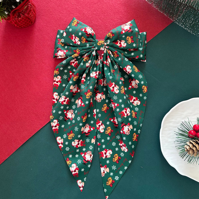 Wholesale Christmas gingerbread man bow hairpin  ribbon spring clip back of the head hairpin hair accessories