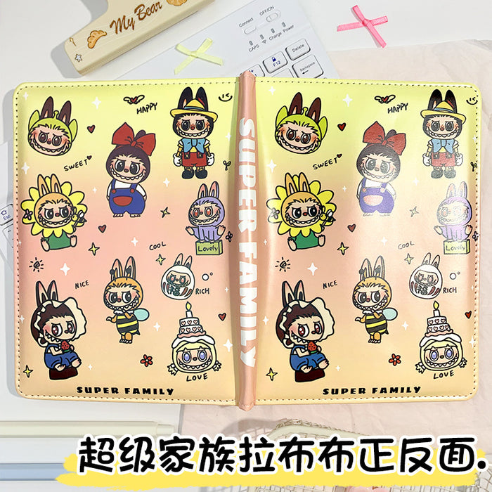 Wholesale 5pcs Super Family Leather Notebook Color Pages Line Diary Cute Cartoon Leather Cover