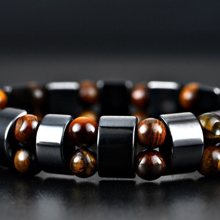 Wholesale Tiger Eye Stone black stone magnetic bracelet unisex elastic rope magnet bracelet