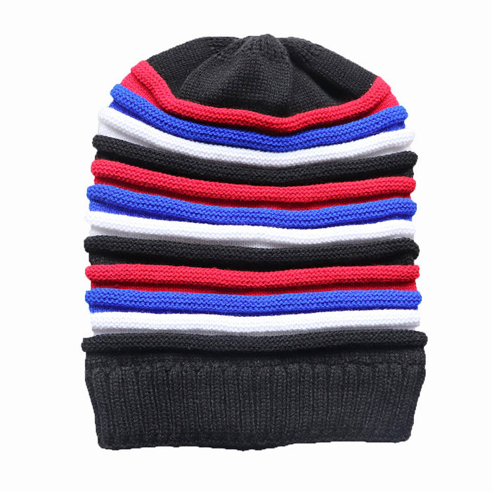 Wholesale Colorful Striped Long Rainbow Acrylic Knitted Beanie JDC-FH-LvH013