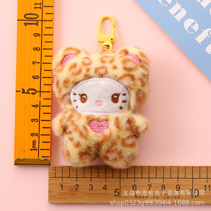 Wholesale 5 PCS Cute big-eared animal leopard print cat keychains