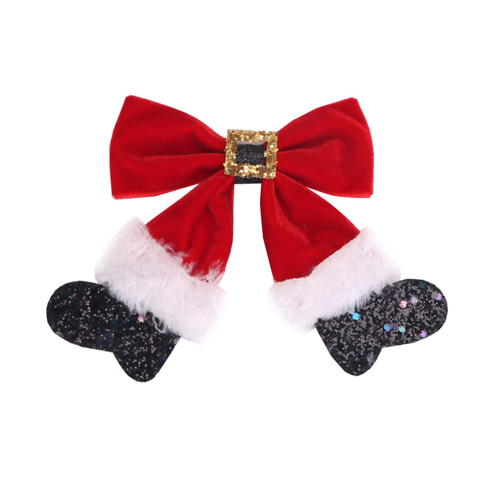 Wholesale Christmas Boots Bow Fabric Hairpin JDC-HC-Bais001