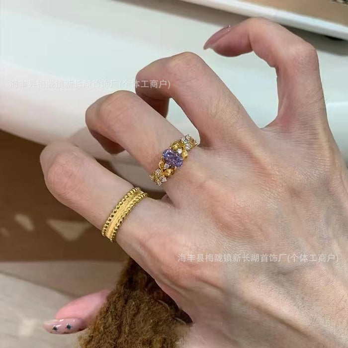 Wholesale vintage middle ancient bauhinia all over the sky star light luxury high sense open ring ring ring