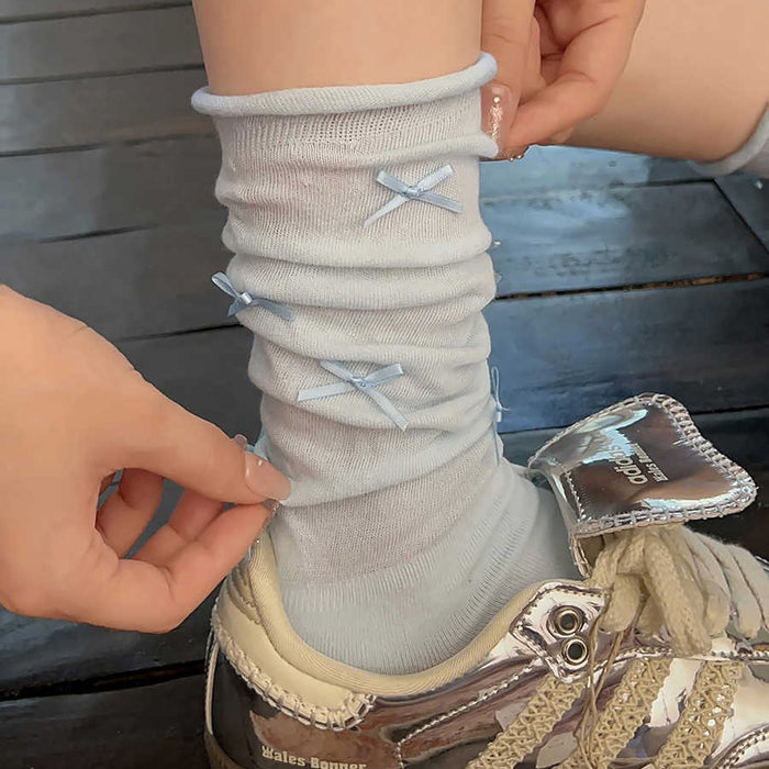 Wholesale Socks, women's pile socks, spring and summer thin style, mid tube cotton socks, gray calf socks