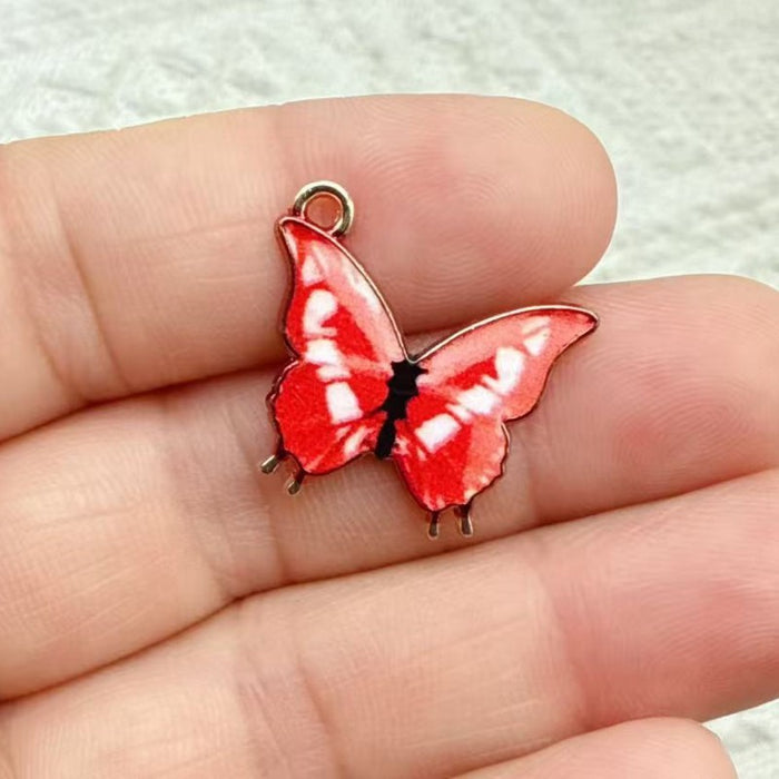 Wholesale 10 PCS DIY alloy enamel colorful butterfly single pendant charm