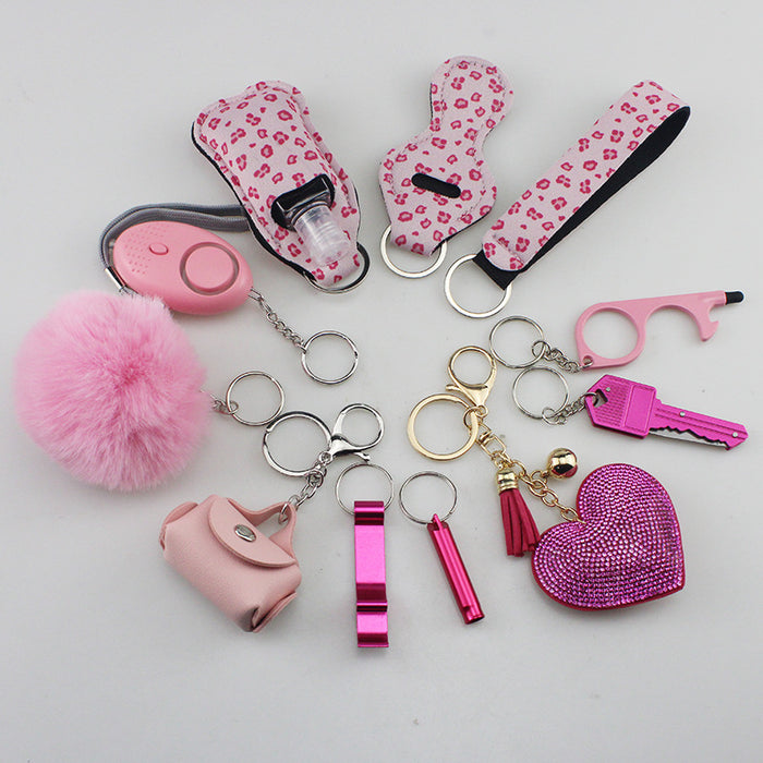 Wholesale Hair Ball Diamond Love Multifunctional DIY 11-piece Keychain JDC-KC-TouMS049