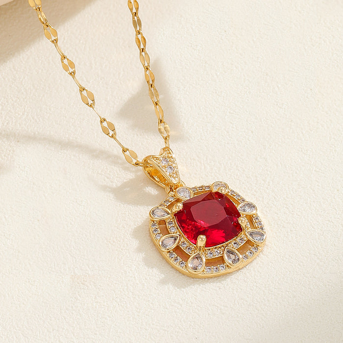 Wholesale accessories popular simple red square diamond zircon jewelry cross-border three-piece suit