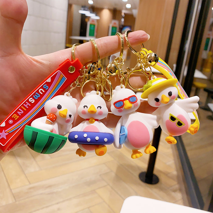 Wholesale PVC Duck Cute Cartoon Doll Keychain JDC-KC-NLu017