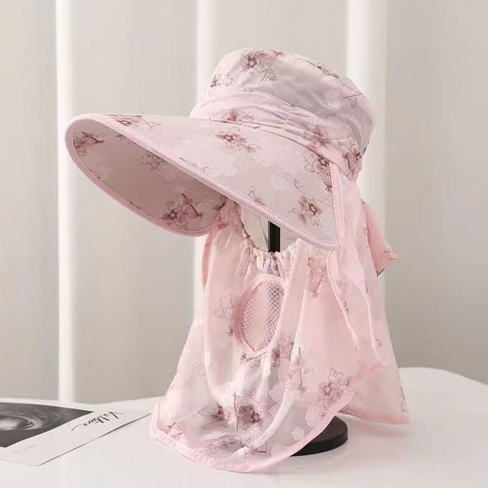 Wholesale Ice silk cool sun protection hat for women, summer full face sun hat, UV resistant tea picking hat, large brim