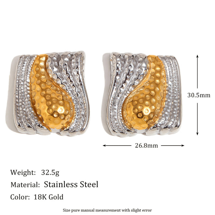 Wholesale Design Gold Earrings Stainless Steel Plated 18K Gold Double Color Mouth Christmas Tree Earrings for Women