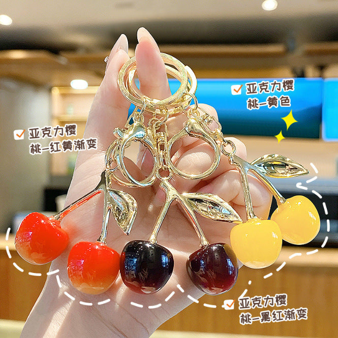 Wholesale Chic Acrylic Simulated Cherry Keychain Bag Charm Fashion Accessory