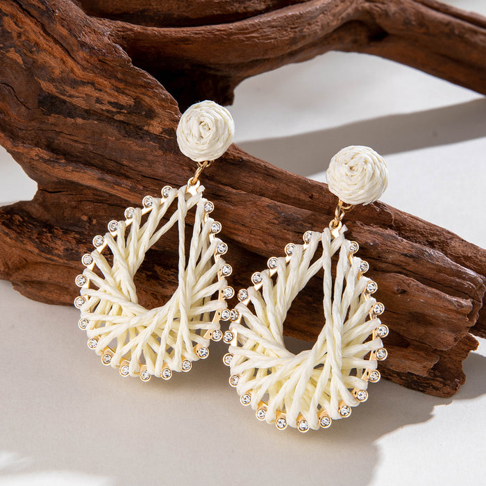 Wholesale Weaving flower earrings for vacation style earrings